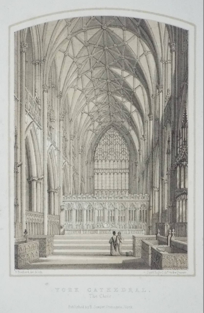 Lithograph - York Cathedral. The Choir. - Bedford